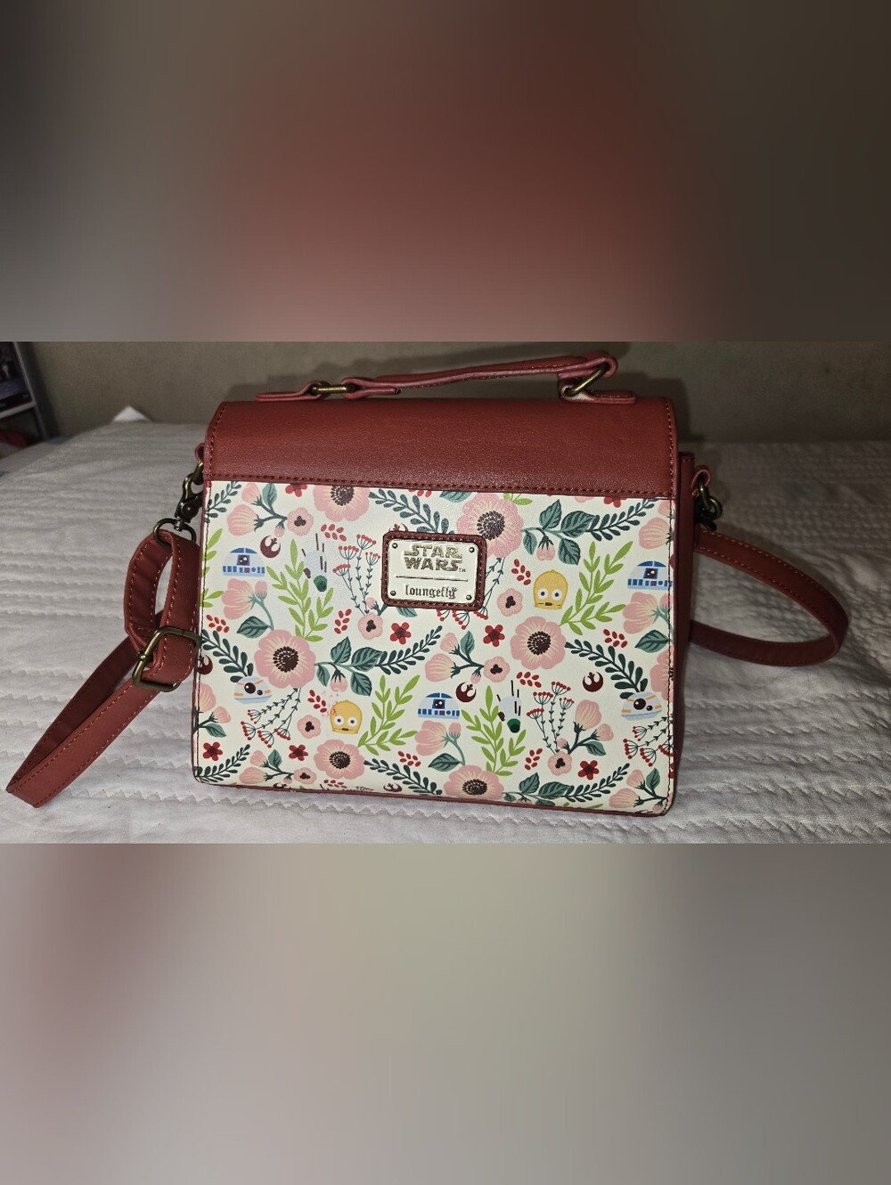 Loungefly Rust Floral Rebel Alliance Satchel - Picture 4 of 13